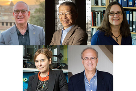 Headshots of the five newly elected NAS members in a photo collage, with three in an upper row and two in a lower row