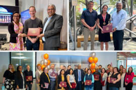 3-image collage of various SoE award winners receiving their honors