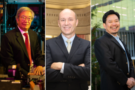 Portrait photos of James Fujimoto, Eric Swanson, and David Huang