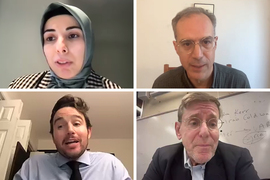 4 screengrabs of people speaking to the camera. 