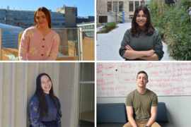 Headshots of three female students and one male student in a 4-square photo collage.