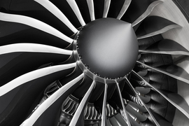 Blades of an airplane engine