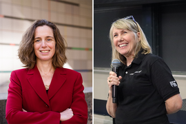Side-by-side photos of Kim Benard and Leigh Estabrooks