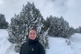 Martina Solano Soto smiling against a wintery background