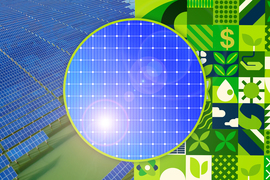 Solar panels and environmental icons