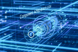 A computer rendered design for a machine component