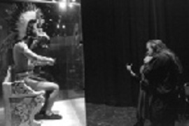 Guillermo Gï¿½ï¿½ï¿½ï¿½ï¿½ï¿½mez-Peï¿½a (right) offers pointers to actor Rishard Chen, a sophomore in chemical engineering, in his part of the theater piece that Mr. Gï¿½ï¿½ï¿½ï¿½ï¿½ï¿½mez-Peï¿½a is directing later this week.