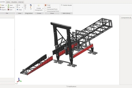 A screenshot of component-based assembly of the model of shiploading infrastructure.