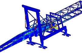 The simulation result, showing contours of the stress, for the shiploading infrastructure.