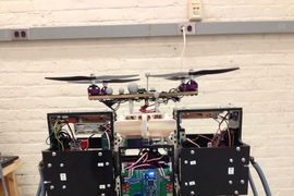 Shown here is the quadrotor recharge station.