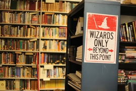 Books line every inch of space in the library’s home at W20-473. MITSFS also maintains a warehouse facility for extra copies. 