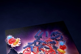 Colorful gene and DNA strands are depicted as puzzle, as some pieces are taken out.