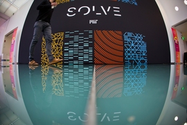 Solve at HUBweek took place at the MIT Media Lab on Sept. 27 and 28. Participants selected online through an open innovation platform pitched their ideas for meeting a range of challenges, from removing carbon dioxide from the atmosphere, to educating children in refugee camps around the world.

