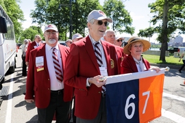 Members of MIT’s class of 1967 wore the traditional red blazers that mark the 50th anniversary of an MIT graduation.
