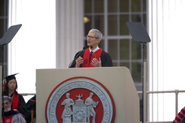 “Use your minds and hands — and your hearts — to build something bigger than yourselves,” Apple CEO Tim Cook told the graduating class of 2017 in his Commencement address.  
