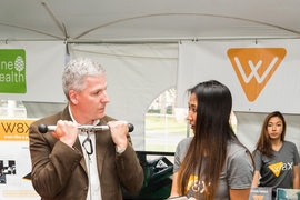 Startup W8X is developing portable weight-training equipment (shown here) that adjusts resistance in real time. The team has a working prototype and interested customers. 
