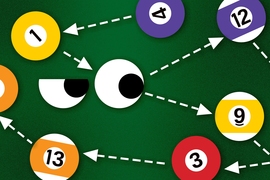 “What’s really cool about eye tracking is it lets you see things that you’re not consciously aware of,” Professor Josh Tenenbaum says. “When psychologists and philosophers have proposed the idea of counterfactual simulation, they haven’t necessarily meant that you do this consciously. It’s something going on behind the surface, and eye tracking is able to reveal that.”
