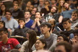 The audience at Thursday’s Killian Lecture, held in Room 10-250.
