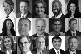 (Top to bottom, left to right): Roger C. Altman, Wesley G. Bush, Patricia R. Callahan, R. Erich Caulfield, Hala Fadel, Orit Gadiesh, John W. Jarve, Alan M. Leventhal, Laird M. Malamed, Paul R. Marcus, Sarah Melvin, Neil E. Rasmussen, David M. Siegel, Martin Y. Tang, Charles “C.J.” Whelan III.