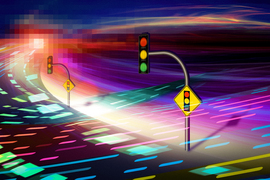 graphic of a traffic light in a fiber optic cable