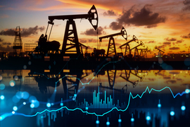 Oil field rigs overlayed with analytics data