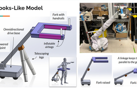 Renderings of the streamlined model is less bulky. It includes an omnidirectional drive base; telescoping legs; and inflatable airbags.