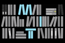 Books on a shelf that say Summer Reading 2025 and MIT