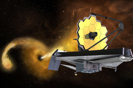 The James Webb Space Telescope in front of a tidal disruption event, a black hole shredding a star