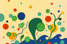Whimsical painting with algae and bubble motifs