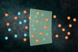 Sheet of membrane allowing round molecules through but not others