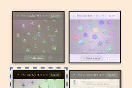 Four versions of “The Garden” show posts that look like flowers. The flowers and background are different on each one.