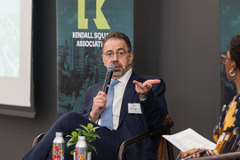 Daron Acemoglu speaks on stage.