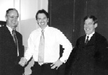British Prime Minister Tony Blair (center) invited President Vest and Sir Alec Broers (right), vice-chancellor and head of Cambridge University, to meet with him Monday afternoon for 20 minutes in his office at Number10 Downing Street to congratulate them on the formation of the Cambridge-MIT Institute. On Monday morning, Chancellor of the Exchequer Gordon Brown, Dr. Vest and Dr. Broers announced ...