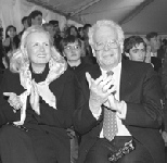 Donor Alex Dreyfoos Jr. and his wife Carolyn enjoy the Stata Center ground-breaking festivities.