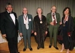 Professor of history Philip S. Khoury, dean of SHASS (left), poses with the recipients of the School's medals of honor: Kenneth J. Arrow, the Joan Kenney Professor of Economics emeritus and Professor of Operations Research emeritus at Stanford University; Dame Gillian Beer, the King Edward VII Professor of English Literature and president of Clare Hall in the University of Cambridge; Hilary Putnam...