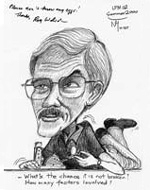 Nguyen's sketch, above, of Professor Roy E. Welsch, below.