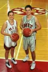 Seniors Cristina Estrada and Craig Heffernan play center for the MIT basketball teams.