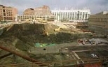 A view of the Stata Center construction site from a window of Building 36 shows a gaping hole.