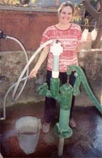 Murcott tests a treatment system at a contaminated tubewell in Parasi, Nepal.