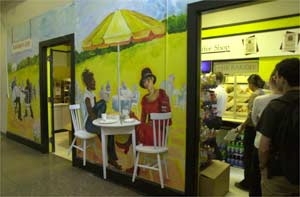 "Building 4 Cafï¿½," a mural by Jennifer Cook-Chrysos, was recently installed by the Building 4 coffee shop.