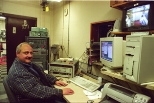 Lincoln Lab technician Tom Alosso monitors the results.