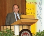 David Baltimore speaking at Kresge Auditorium  on Feb. 19.