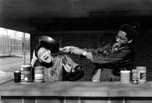 In the student-made film "Yum Yum Dim Sum," Mikey, played by David Ngo, gets some "tough love" from his dad, played by Jumaane Jeffries, both seniors in electrical engineering and computer science.