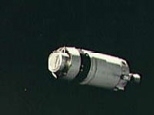 The Apollo Saturn V moon rocket's third stage as photgraphed by the crew of Apollo 8 in December, 1968.