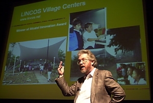 Professor Sandy Pentland speaks at the MIT Development Forum.