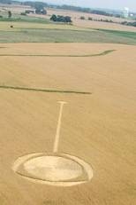An aerial view of the finished crop circle reveals its inspiration:  the footprint of Kresge Auditorium. ï¿½ï¿½ï¿½ï¿½ï¿½ï¿½