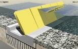 The proposed underwater floodgates will fill with air and rise  during very high tides; the design allows each gate to move separately, creating  a barrier strong enough to withstand battering waves.