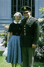 Paul and Priscilla Gray on Killian Court on June 10, 1954, the day he was commissioned as a second lieutenant.
