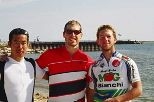 Taku, Greg and Kyle in Ludington, Mich., just before crossing Lake Michigan.
