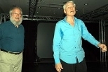 Media Lab Professor Emeritus Seymour Papert, left, joins Jacques D'Amboise in a discussion after a performance of RoBallet.